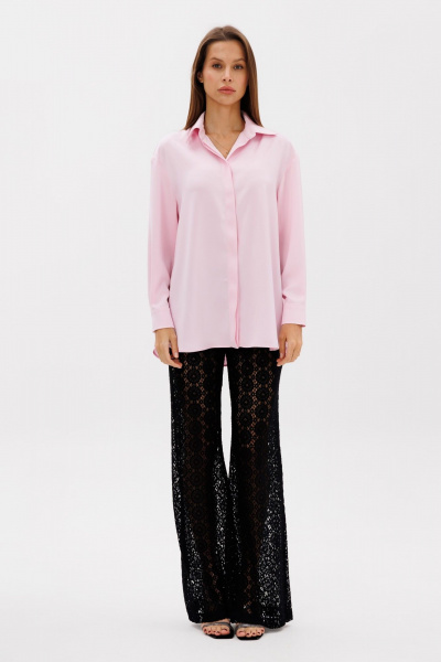 Трикотажные расклешенные брюки на резинке в черном цвете THE NAME 2380 черный - фото 1