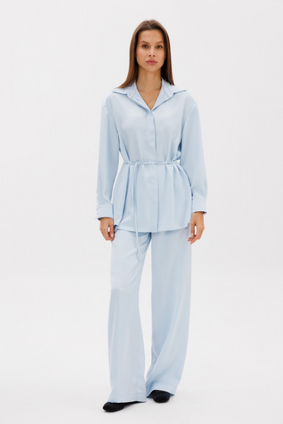 Блуза из атласа в нежно-голубом цвете свободный крой THE NAME 2381 голубой - фото 1