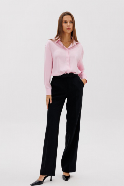 Блуза из атласа в нежно-розовом цвете свободный крой THE NAME 2381 розовый - фото 4