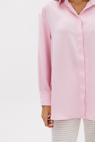 Блуза из атласа в нежно-розовом цвете свободный крой THE NAME 2381 розовый - фото 5