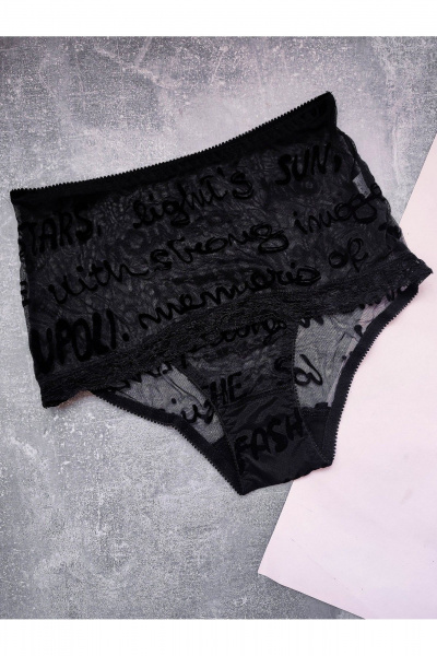 Высокие сетчатые трусы с кружевной отделкой Frank&Co 21262 черный - фото 9