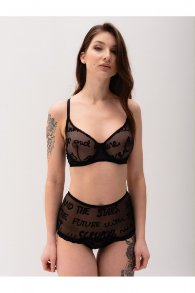 Высокие сетчатые трусы с кружевной отделкой Frank&Co 21262 черный - фото 8