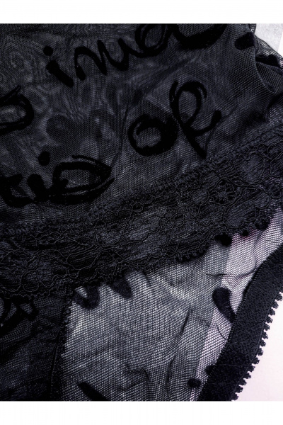 Высокие сетчатые трусы с кружевной отделкой Frank&Co 21262 черный - фото 3