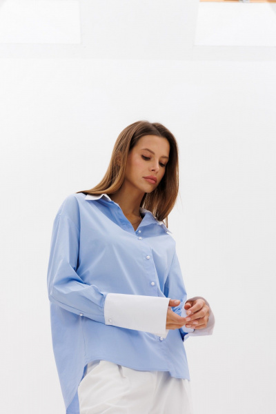 Рубашка свободного кроя с отложным воротником THE NAME 2344 - фото 6