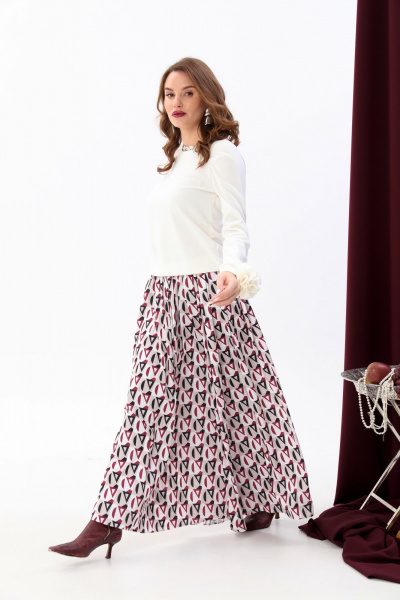 Молочный джемпер в стиле на каждый день с украшениями NikVa 558-3 молоко - фото 6