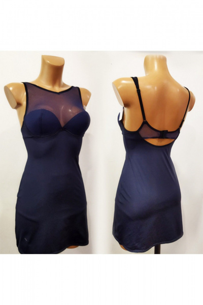 Комбинация ночная сорочка из микрофибры и сетки с регулировкой Frank&Co 31709 синий - фото 7