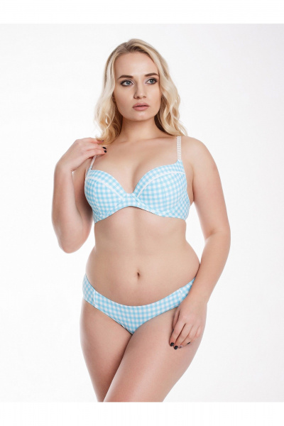 Купальник белый/синий с формованой чашкой и ремешками Frank&Co 41710 синий_белый - фото 1