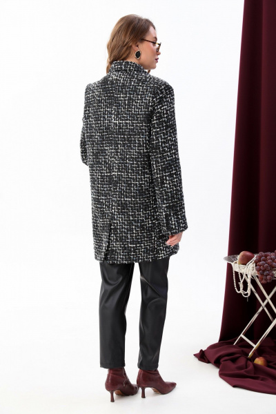 Костюм жакет и брюки с карманами и лампасами из текстиля NikVa 947-1 чёрный_графит - фото 6