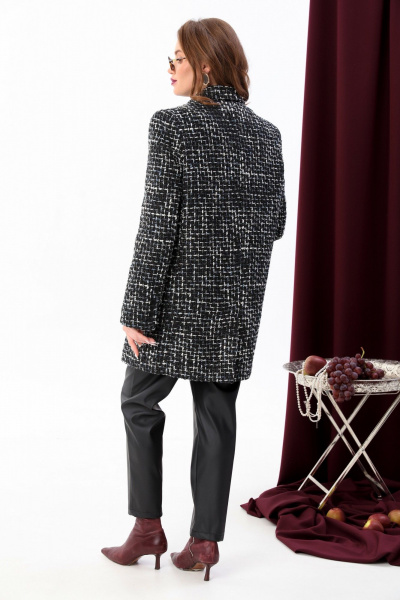 Костюм жакет и брюки с карманами и лампасами из текстиля NikVa 947-1 чёрный_графит - фото 2