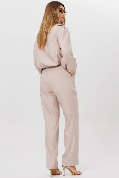 Бежевый льняной бомбер свободного кроя для повседневности AMIE by Ma Сherie 6006 бежевый - фото 3