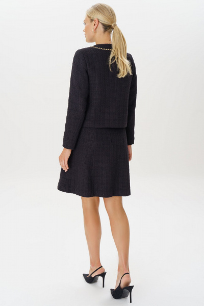 Черный твидовый костюм с жакетом и юбкой для делового стиля Urs 23-267-1 черный - фото 8