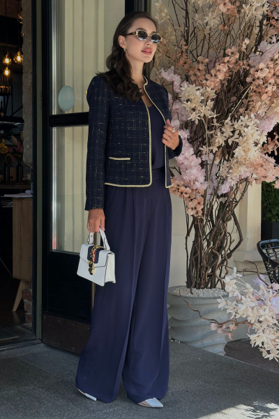 Синее платье с рельефами и застежкой на кнопки для каждый день Urs 24-362-1 синий - фото 2