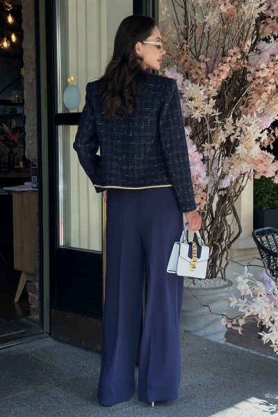 Синее платье с рельефами и застежкой на кнопки для каждый день Urs 24-362-1 синий - фото 3