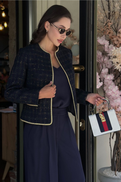 Синее платье с рельефами и застежкой на кнопки для каждый день Urs 24-362-1 синий - фото 8