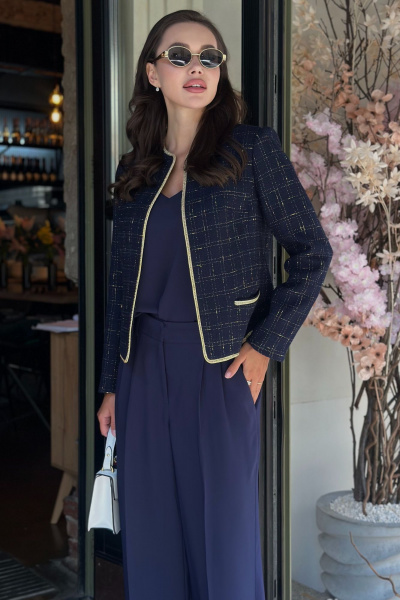 Синее платье с рельефами и застежкой на кнопки для каждый день Urs 24-362-1 синий - фото 7