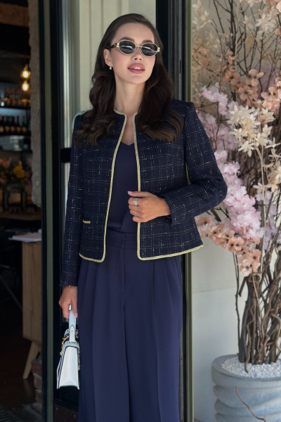 Синее платье с рельефами и застежкой на кнопки для каждый день Urs 24-362-1 синий - фото 1