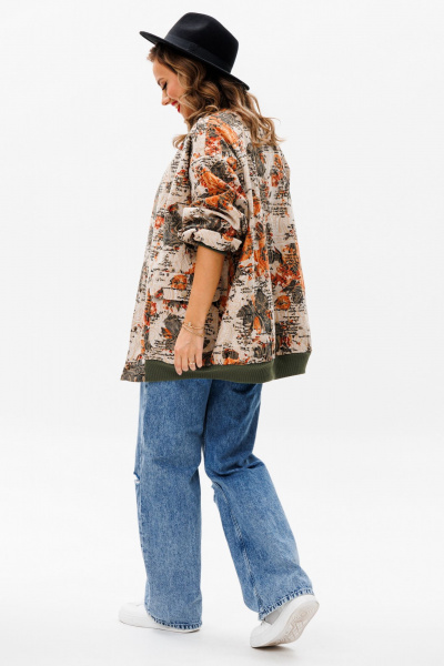 Бежевый текстильный бомбер с принтом для повседневного образа Urs 24-387-1 мультиколор - фото 10