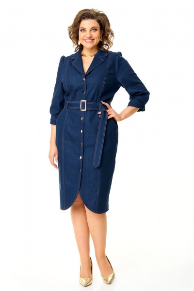 Джинсовое платье полуприлегающего силуэта с карманами и поясом VI ORO VR-1173 деним - фото 3