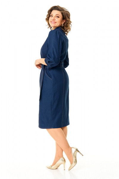 Джинсовое платье полуприлегающего силуэта с карманами и поясом VI ORO VR-1173 деним - фото 8