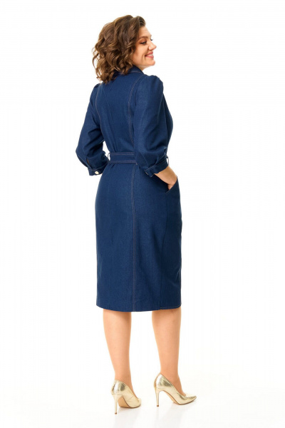 Джинсовое платье полуприлегающего силуэта с карманами и поясом VI ORO VR-1173 деним - фото 7