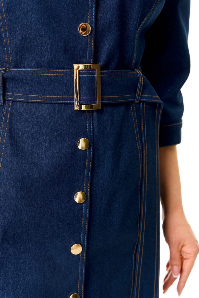 Джинсовое платье полуприлегающего силуэта с карманами и поясом VI ORO VR-1173 деним - фото 6