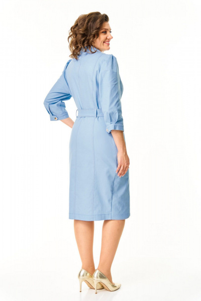 Голубое платье с рельефами, застежкой и карманами VI ORO VR-1173 небесный - фото 6
