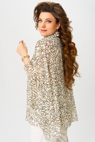 Бежевое шифоновое блузка с потайной застежкой и воротником Fita 20349 бежевый - фото 8