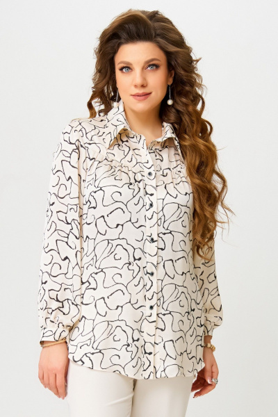 Блуза приталенного силуэта с кокеткой и застежкой пуговицами Fita 20534 молочный - фото 2