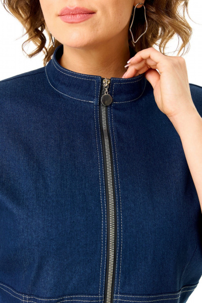 Платье с рельефами и рукавом летучая мышь для повседневности VI ORO VR-1174 деним - фото 7