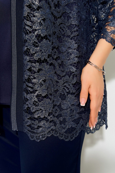 Нарядный кружевной кардиган с витонами и красивым переливом Fita 20592 темно-синий - фото 7