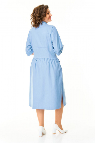 Платье с летучей мышью рукавами и отлетными карманами VI ORO VR-1174 небесный - фото 6