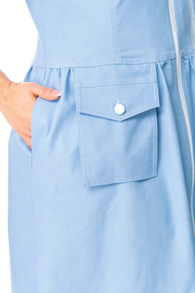 Платье с летучей мышью рукавами и отлетными карманами VI ORO VR-1174 небесный - фото 8