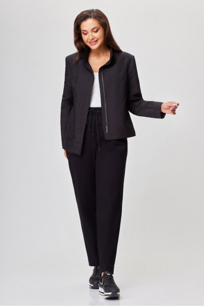 Жакет без подкладки с длинным рукавом и классическим кроем DaLi 4600 чёрный - фото 2