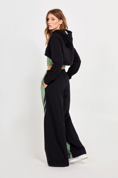 Расклешенные брюки с двухматериалом и декоративным шнурком Rivoli 3094.4 - фото 7