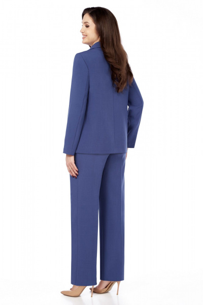Деловой три предметный костюм из вискозы и текстиля БагираАнТа 1016 синий - фото 3