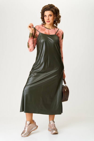 Комплект из трикотажного сарафана и лонгслива с вертикальным швом Karina deLux M-1315 - фото 5