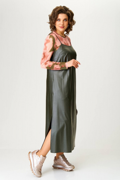 Комплект из трикотажного сарафана и лонгслива с вертикальным швом Karina deLux M-1315 - фото 4
