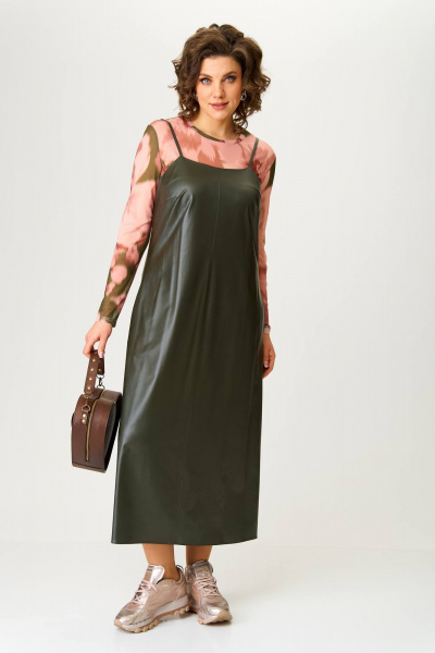 Комплект из трикотажного сарафана и лонгслива с вертикальным швом Karina deLux M-1315 - фото 3