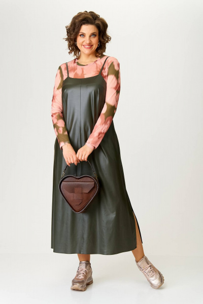 Комплект из трикотажного сарафана и лонгслива с вертикальным швом Karina deLux M-1315 - фото 2