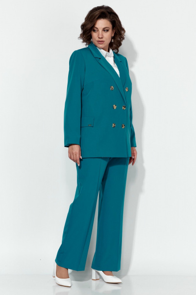 Синий деловой костюм из ткани с классическим пиджаком Anastasia 1155.1 морская_волна - фото 6