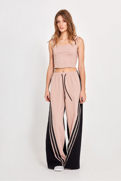 Короткий розовый топ с корсетными косточками и молнией Rivoli 3093.3 - фото 1