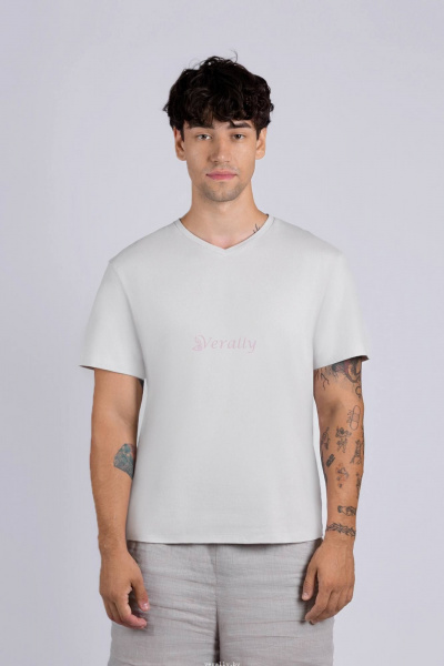 Майка мужская свободного силуета из хлопка с лайкрой Verally 623-2 бежевый пич - фото 1