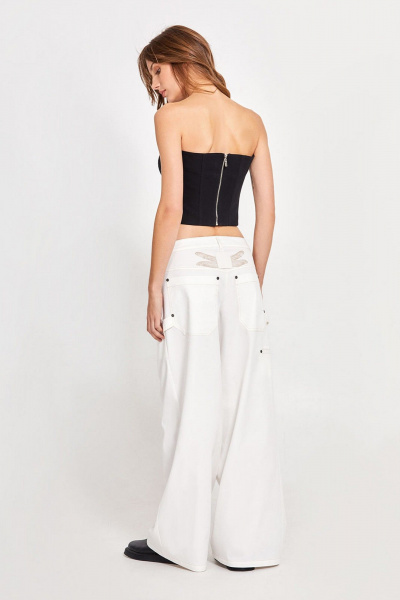 Черный топ из джинса с корсетными косточками Rivoli 2372.3 - фото 3