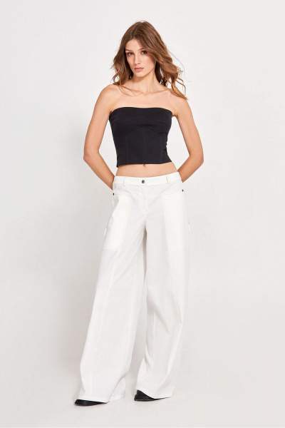 Черный топ из джинса с корсетными косточками Rivoli 2372.3 - фото 1