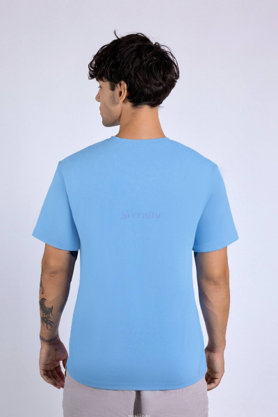 Майка мужская свободного кроя из хлопка и трикотажа Verally 623-1 сине-голубой - фото 2