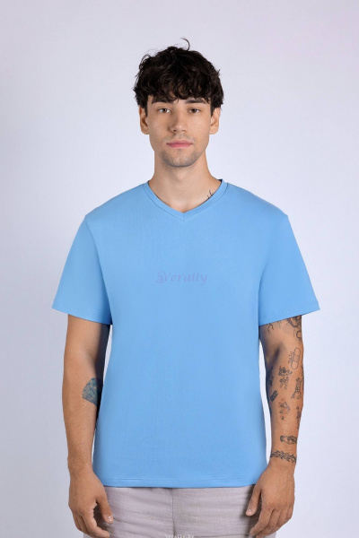 Майка мужская свободного кроя из хлопка и трикотажа Verally 623-1 сине-голубой - фото 1