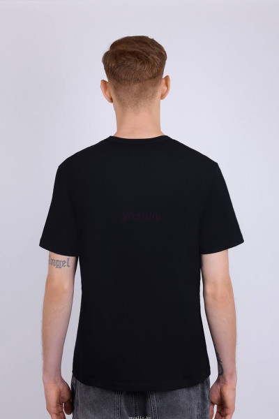 Майка свободная из хлопка с эластаном с пич-эффектом Verally 621-1 черный - фото 2