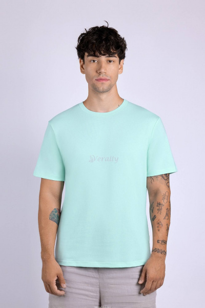 Майка свободная из хлопка с эластаном для мужчин Verally 621-1 лазурный - фото 1