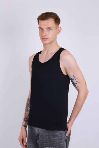 Майка из трикотажа с хлопком в черном цвете Verally 600-1 черный - фото 3