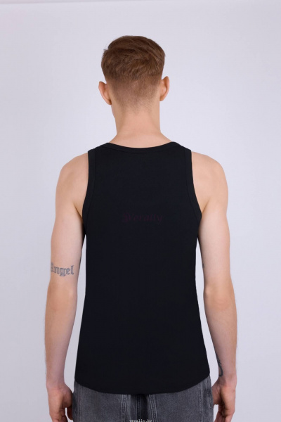 Майка из трикотажа с хлопком в черном цвете Verally 600-1 черный - фото 2